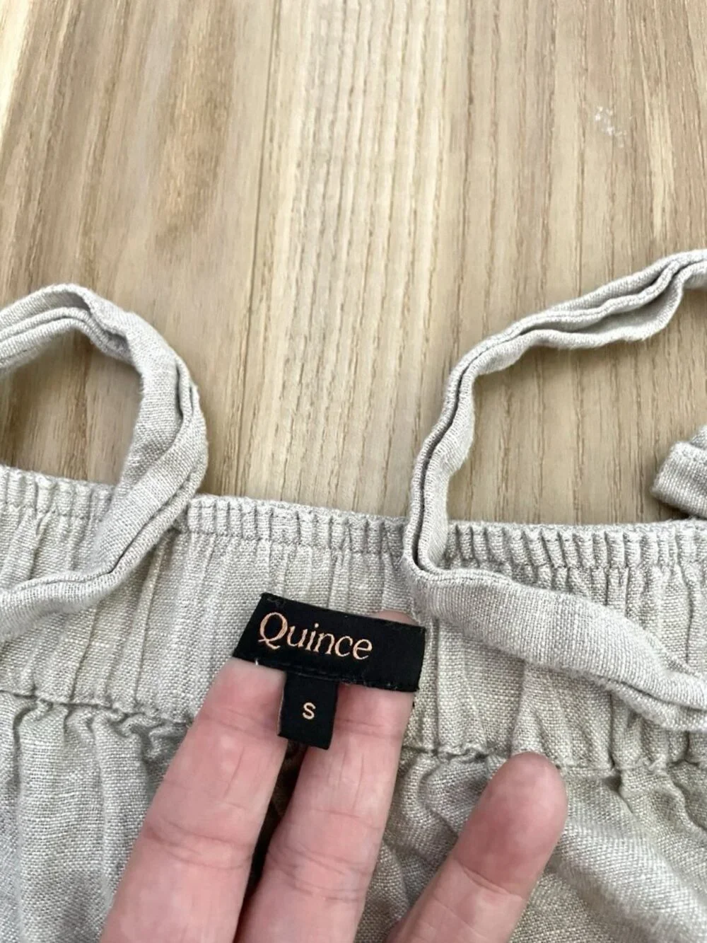 QUINCE 100% Linen Square Neck Jumpsuit Romper Natural Summer Coastal size Small